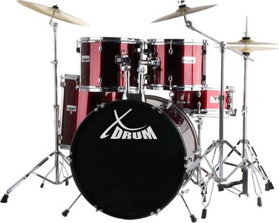 XDrum Semi 22'' Komplett Schlagzeug Set Drum Kit Rot Inkl Galgen Becken Ständer