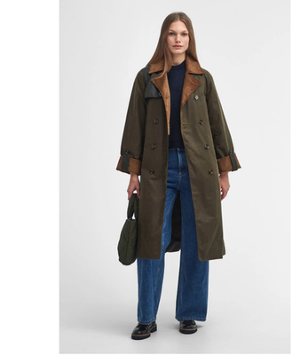 Barbour Brackley Waxed Cotton Trench Coat MSRP$680 British Chic | eBay