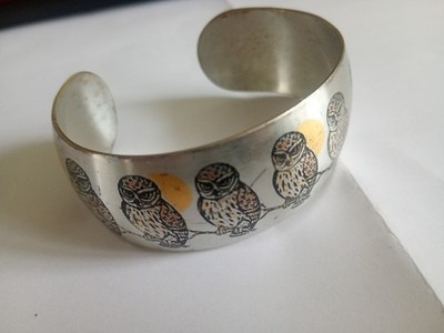 REED & BARTON Damast - Manschettenarmband 9 Eule im Mondlicht - Metall
