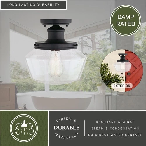 Vaxcel Lighting T0546 Collins 1 Light 10"W Semi-Flush Ceiling - Black - Picture 8 of 12
