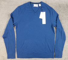 Calvin Klein The Extra Fine Merino Sweater Small Royal Blue NWT READ HOLES