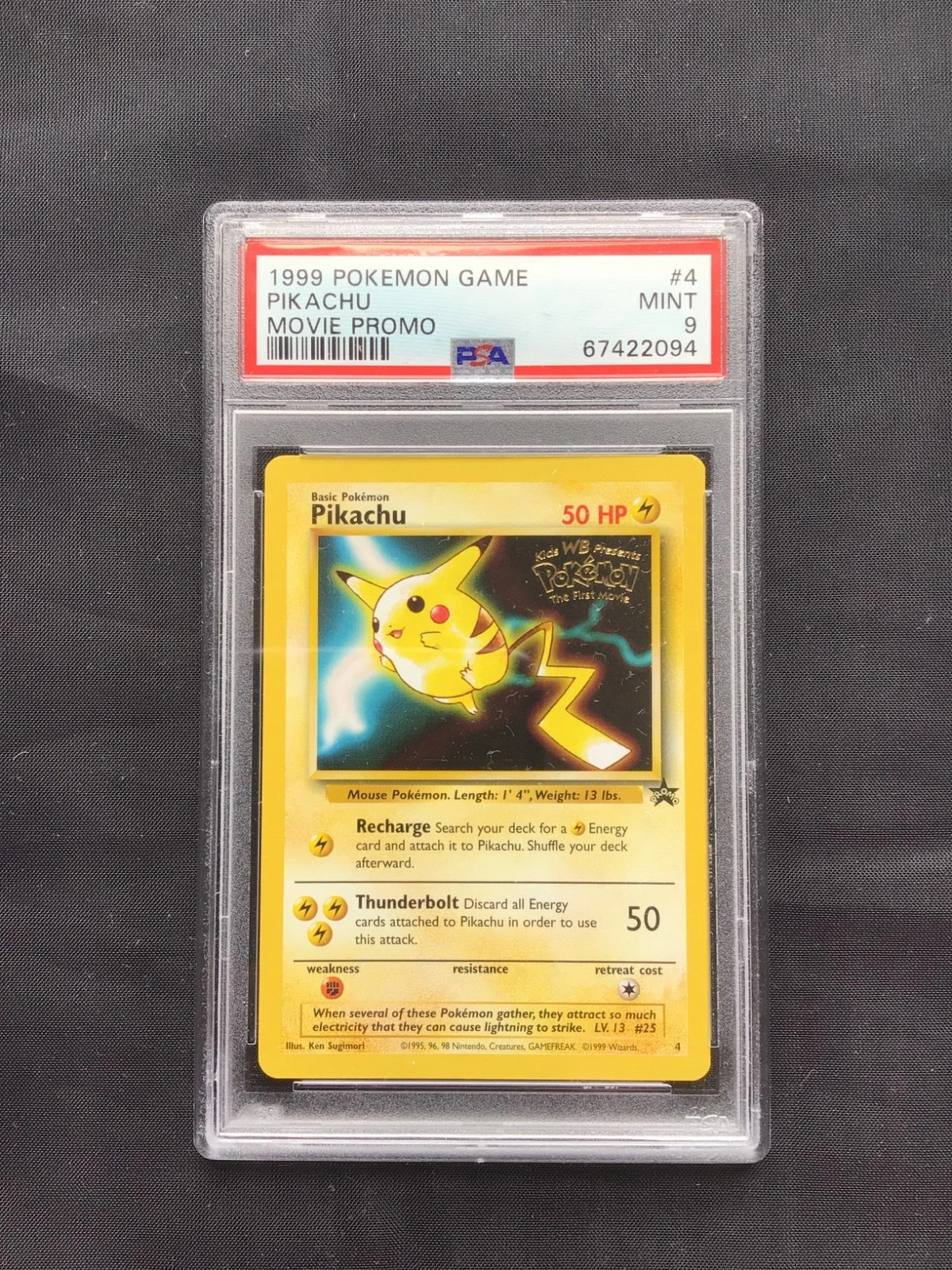 Pokemon Cards: Wizards Black Star Promo: Pikachu 4 PSA 9