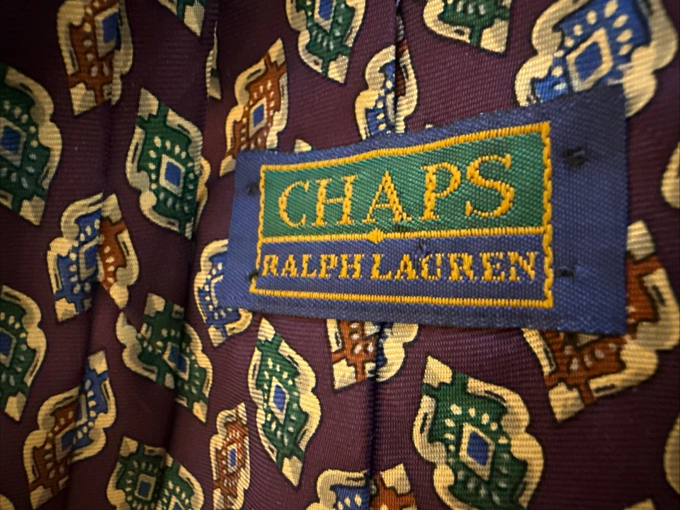 Corbata Hombre Ralph Lauren 100% Seda Diseño Medallón Geométrico 59X4 Foto 3 de 4
