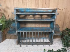 Vintage Rustic Indian Kitchen Tea Chai Spice Rack Cup Saucer Plate Wall Shelf