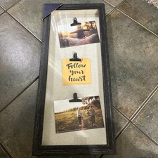 Shadow Box Frame Display Case with 3 Clip for 3 Photos 20x9