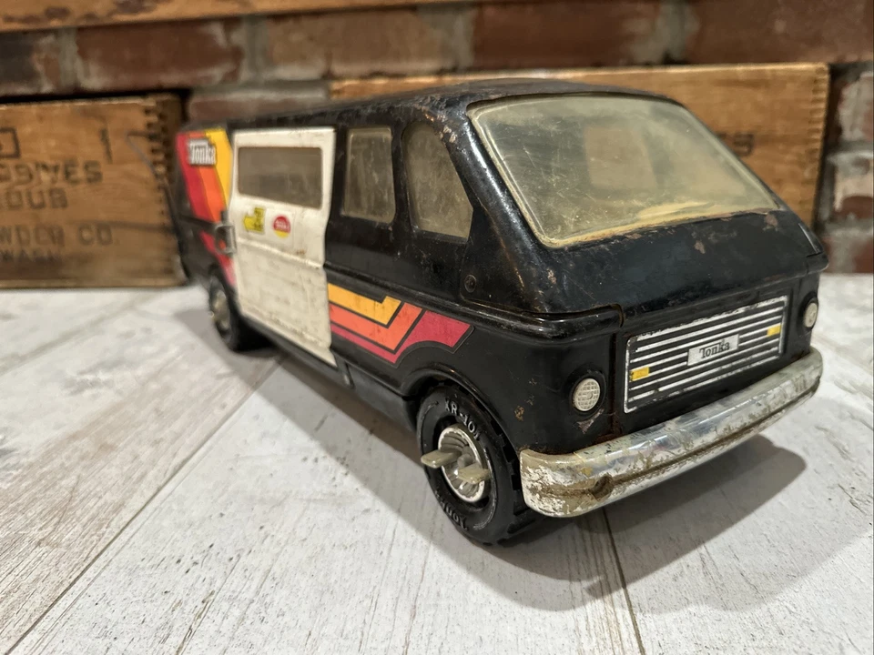 Vintage 1970's Mighty Tonka Custom Van 19'' LONG Junk Yard Sliding door WORKS! - Image 3 of 4