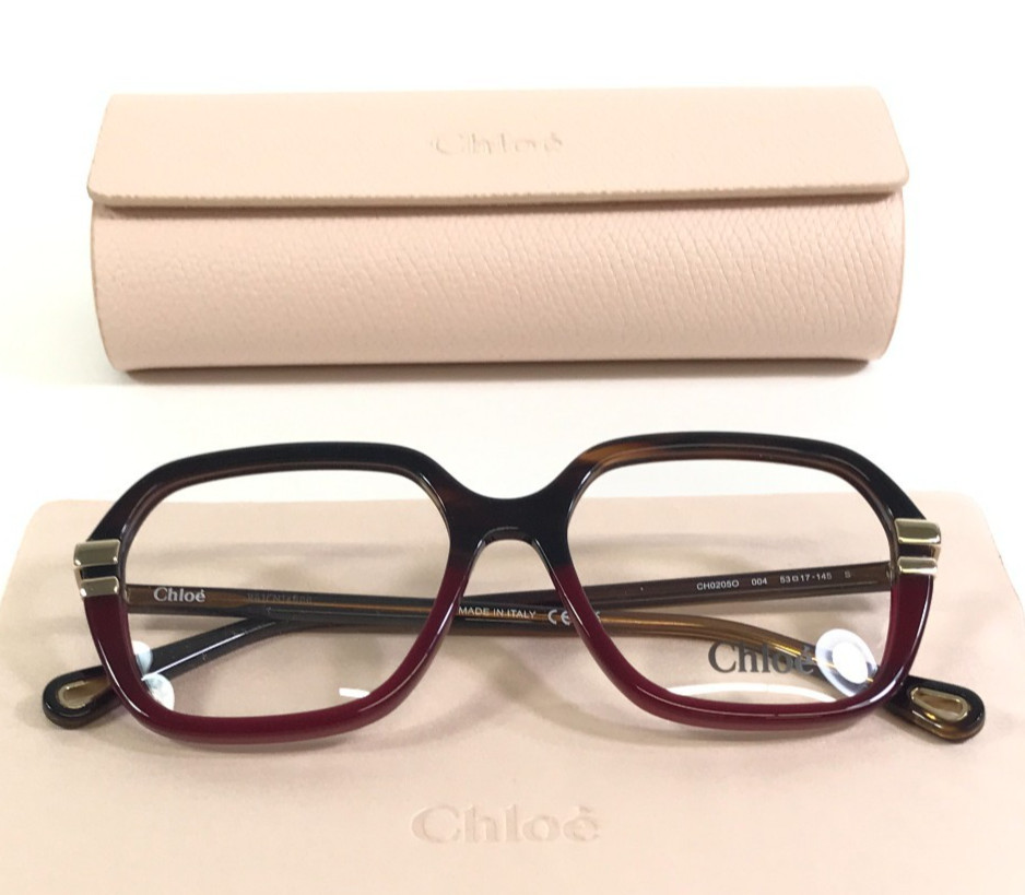 Chlo Eyeglasses Frames CH0205O 004 Shiny Brown Red Burgundy Hexagonal 53-17-145 39990₽