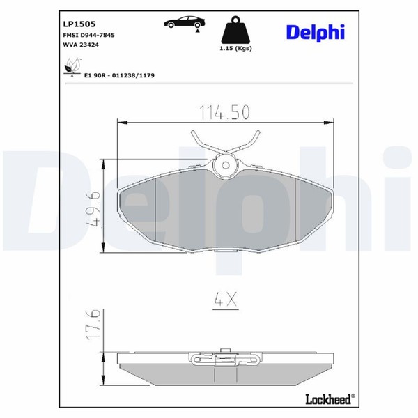 Delphi Bremsbelagsatz Scheibenbremse LP1505 FüR X200 X358 Xj Type X350 Jaguar 2-image