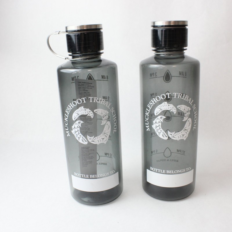 Lot of 2 25 oz Gray Water Bottles Muckleshoot Tribal School