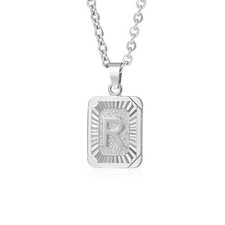 Initial Pendant Necklace 18K Gold Plated Stainless Steel Letter Necklace Pers...