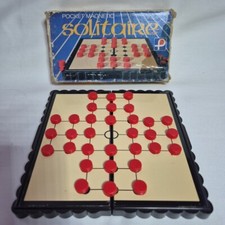 Solitaire Magnetic Pocket Version In Original Box and Red Pieces Vintage 1990s