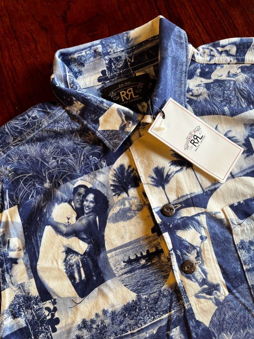 RRL RALPH LAUREN XL シャツ Polo Ralph Lauren RRL White Classic Fit Logo Ringer Shirt