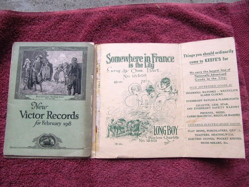 New VICTOR RECORDS February 1918 STORE WRAPPER Stokowski Jascha Heifetz CATALOG