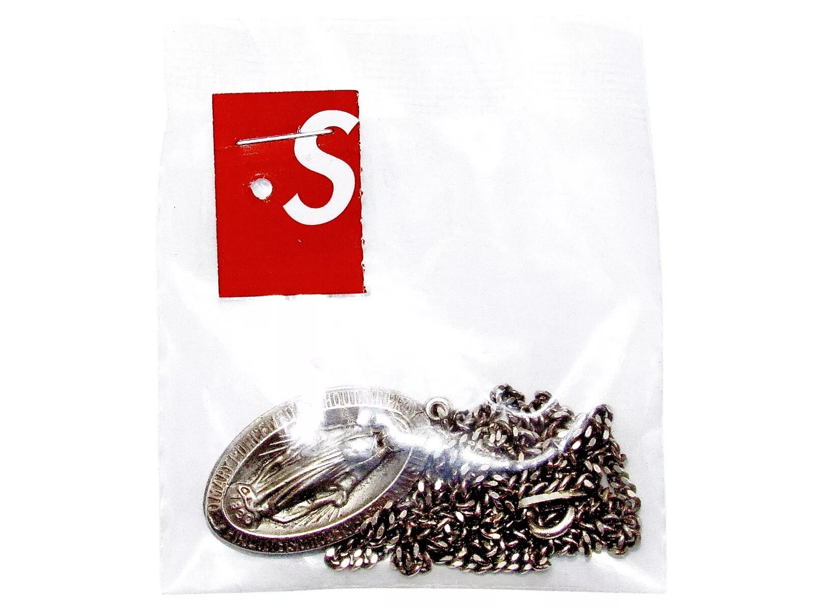 Collier pendentif vintage SS11 Supreme Vierge Marie argent sterling étiquettes chien 2011