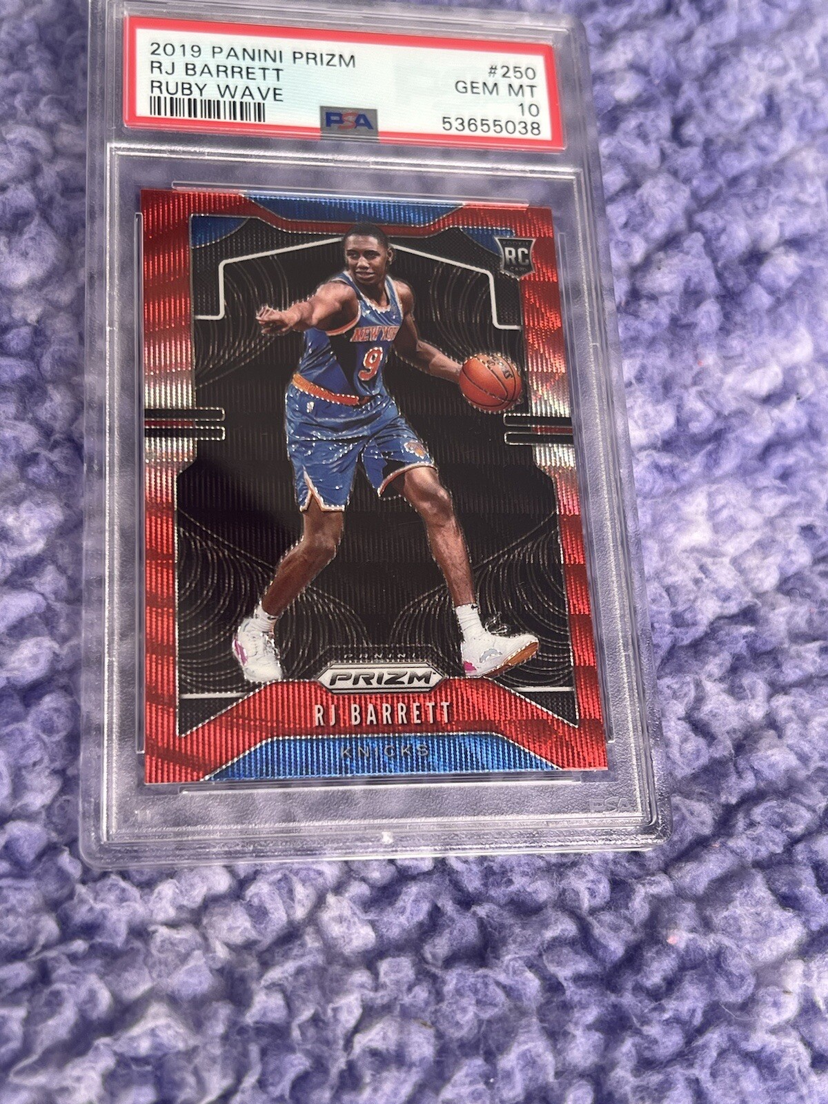 2019-20 Prizm RJ Barrett #250 Rookie RC PSA 10 Gem Mint Ruby Wave Knicks Raptors