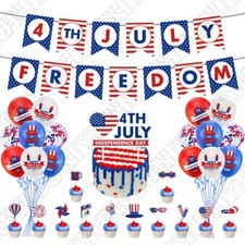 32Pcs Banner Balloons Cupcake Topper For July 4th Patriotic Party Decorations