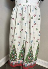 Vintage Handmade CHRISTMAS Half Apron Trees Ornaments Cotton 1950s