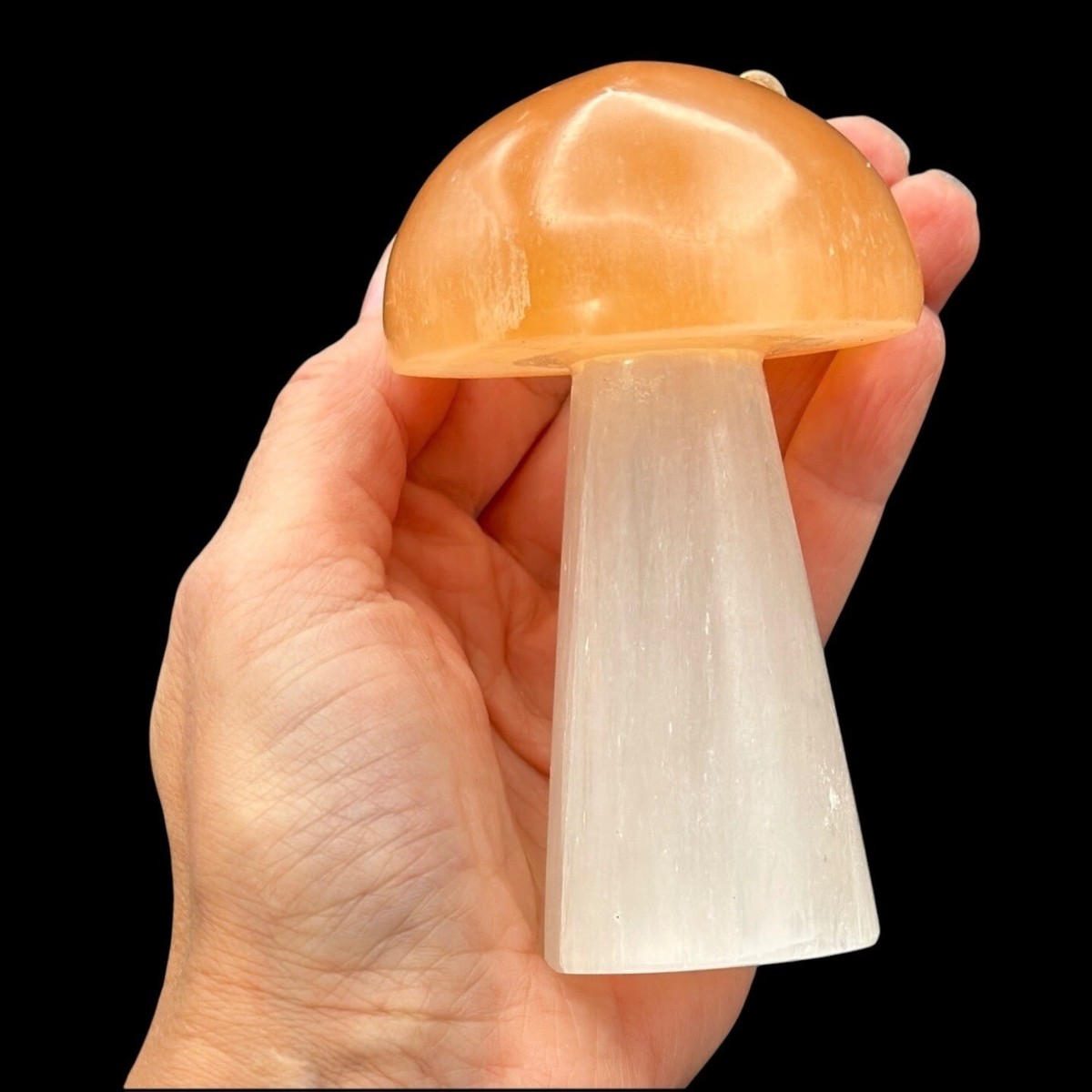 Selenite Crystal Mushroom Light Handcrafted Lamp Healing Glow