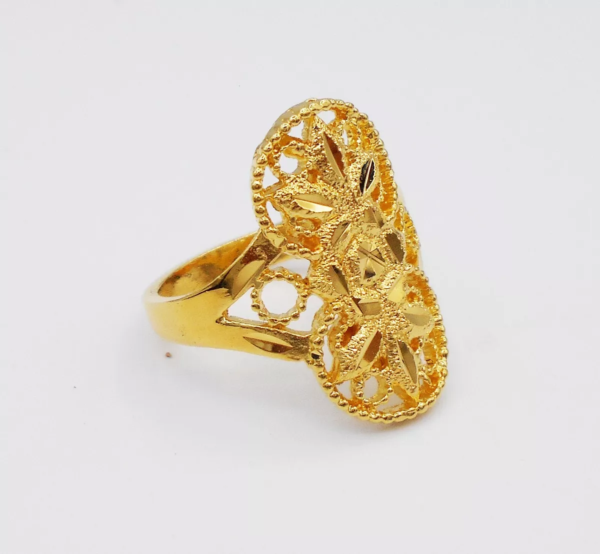 Women Jewelry Gold Ring Lai Thai 23K Thai Baht Yellow Gold Plated