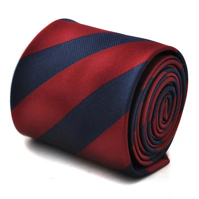 Frederick Thomas maroon and navy barber striped tie FT1684