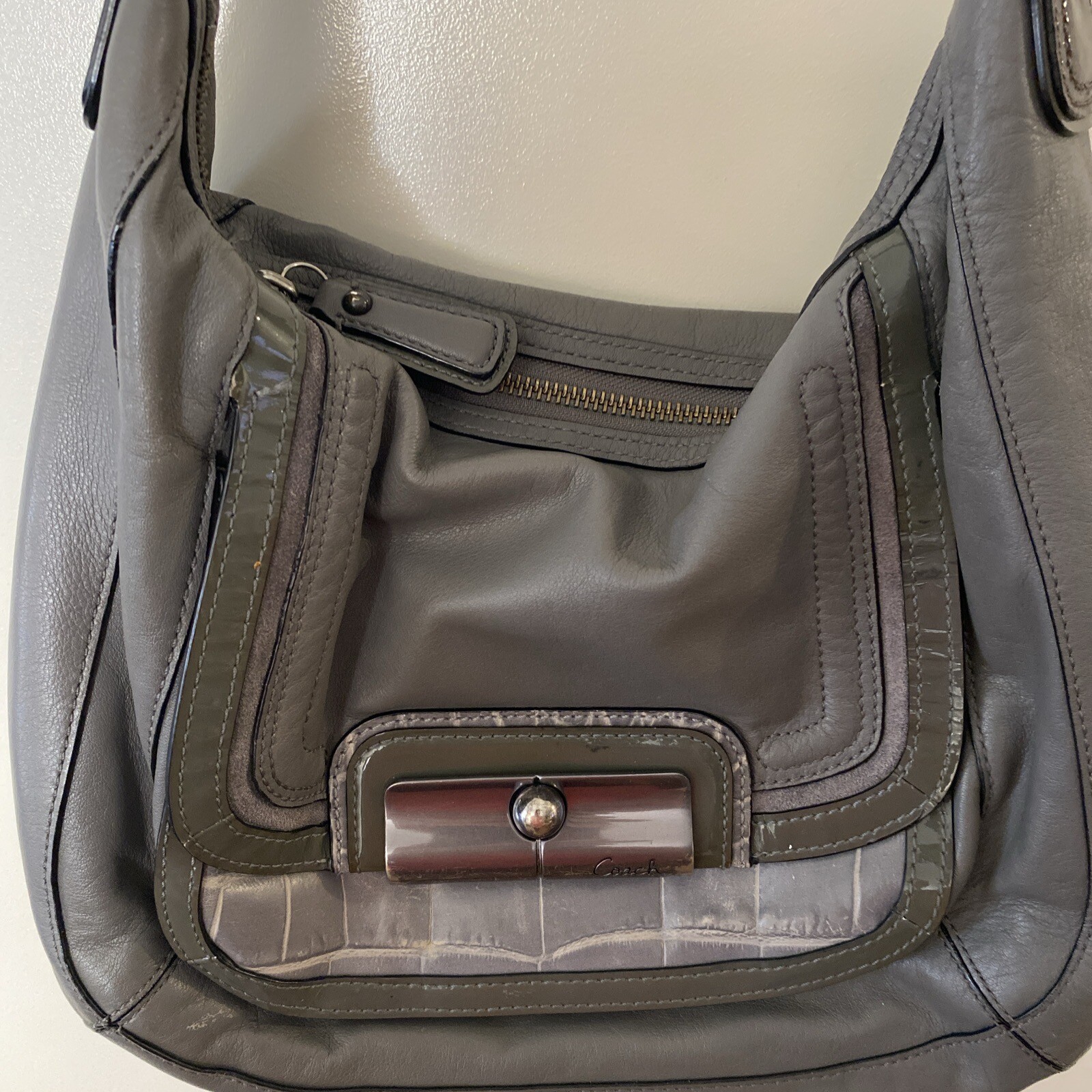 COACH 18287 KRISTIN Gray Python Croc Leather Cros… - image 2