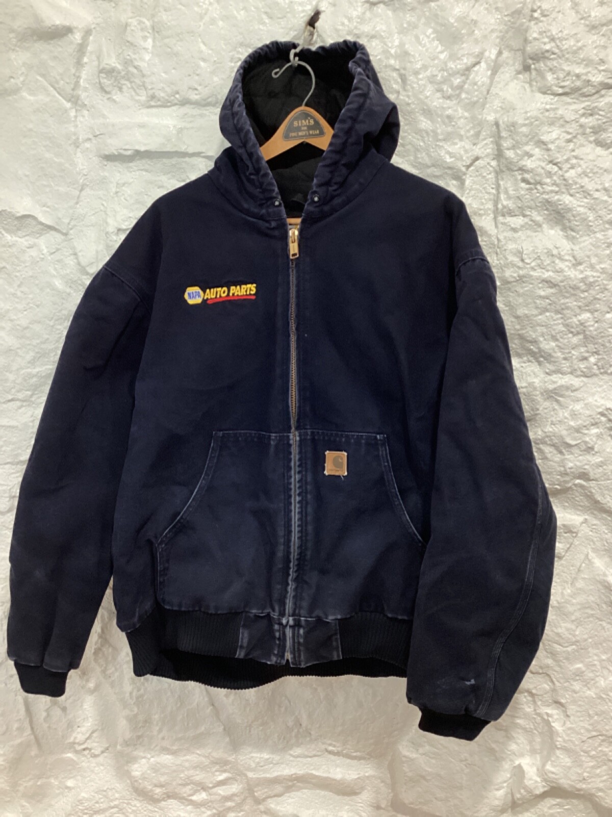 Men's Vintage Carhartt J130 MDT Blue Hooded Jacket 2XL Napa Auto Parts