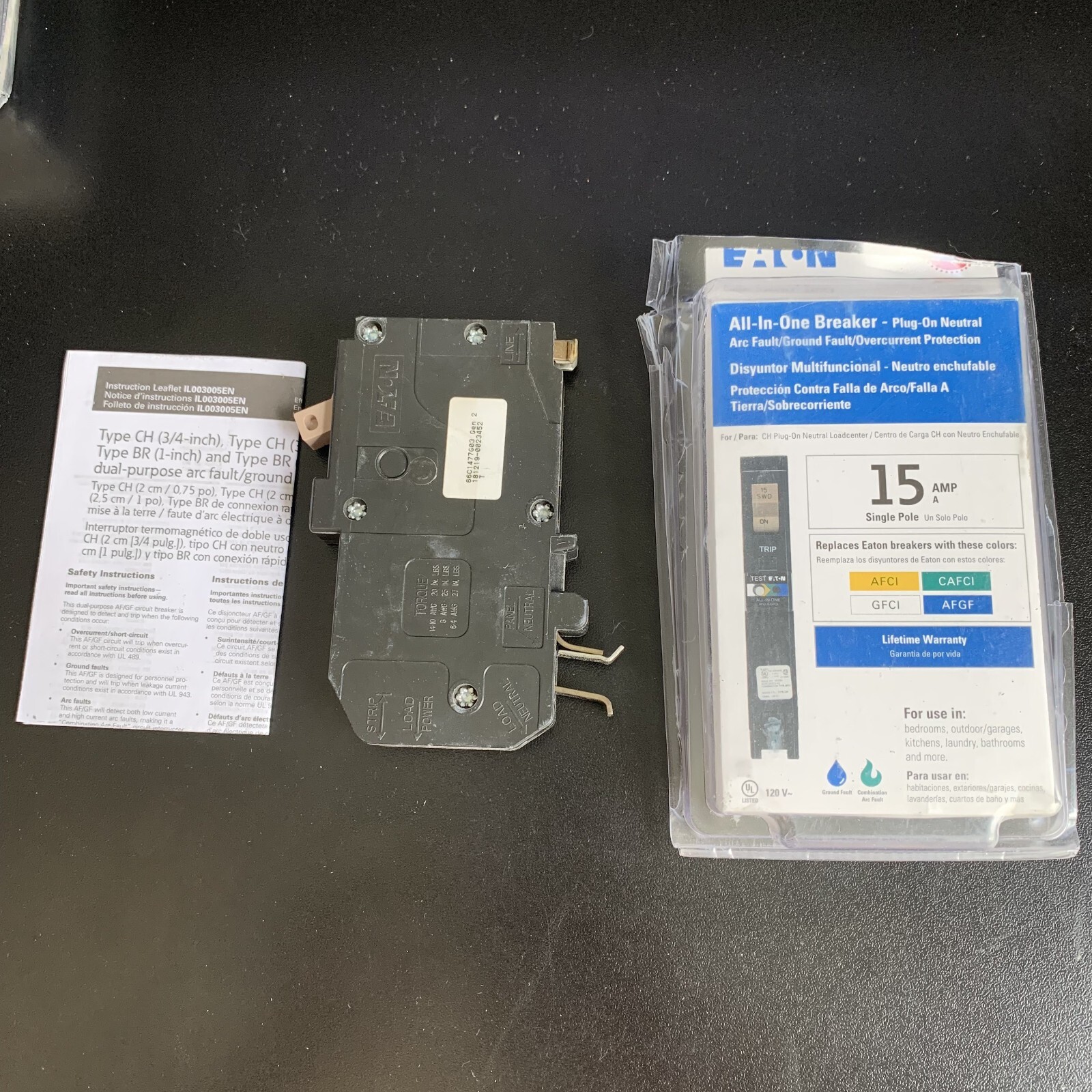 Eaton CHFPAFGF115CS All-In one Circuit Breaker 1 Pole 15 amp Plug On Neutral