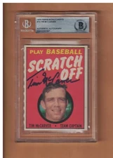 Tim McCarver AUTOGRAPHED 1970 TOPPS SCRATCH OFF BASEBALL CARD SIGNED BECKETT AUT