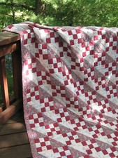 Tickled Paisley Pink Quilt, Handmade, 57" x 82"