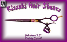 Kissaki 7.0" Gokatana Black Cherry Purple DOUBLE SWIVEL Hair Scissors Shears