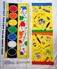 Vintage Manes Painters Craft Bag and Growth Chart Fabric Panel Art Paint Brush