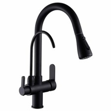 Black Kitchen Sink Faucet Pull Down Sprayer 3 in 1 Water Filter Purifier Faucet