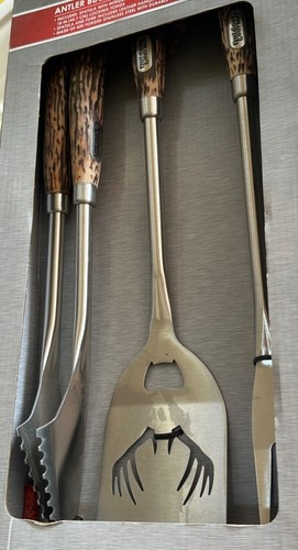 Outdoor Gourmet by Academy Antler BBQ Tool Set w/Stainless Steel Handles (NEW) - Picture 6 of 8