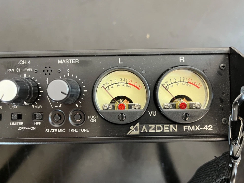 Azden FMX-42 Pro 4-Channel Microphone Portable Field Mixer with Field Bag and PS - Image 4 of 4