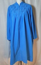 Vintage 80s Sears Womens Robe Housecoat Blue Fleece Size Large Lounge Wear