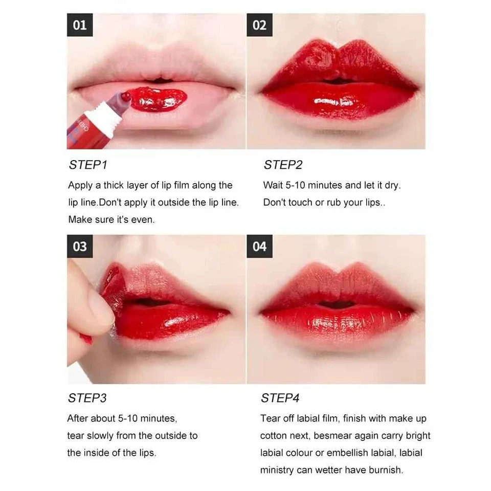 Romantic Waterproof Lipstick Peeling Off Lip Stain Tint Gloss Mask Long Lasting - Image 4 of 4