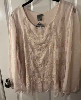 NWT Moda Seta Women s Size XL Pink Scoop Neck Silk-Blend Top Made In Italy