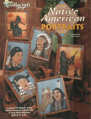 NEW NATIVE AMERICAN PORTRAITS  6 DESIGNS PLASTIC CANVAS PATTERN BOOK HTF