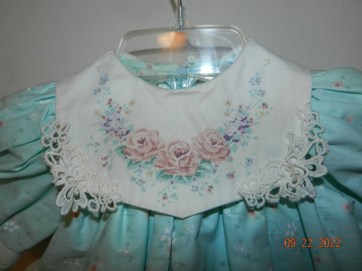 Vintage Daisy Kingdom Factory Made Girls Fancy Dress Size 12M Roses mint lilacs View 3