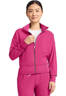 Med Couture Women's Scrub Cropped Warm Up Jacket MC303 PKNO Pink Power Free Ship - Image 1 of 3
