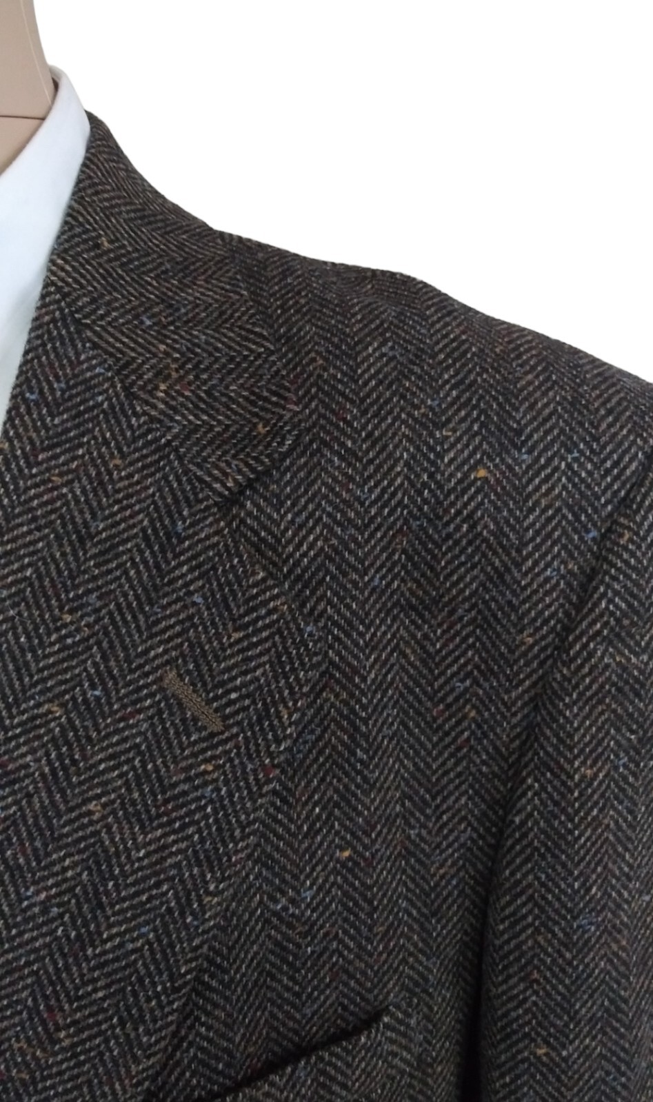 Towncraft Two Button Brown Herringbone Tweed Wool… - image 3