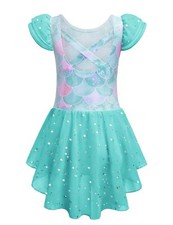 Girls Ruffle Sleeve Ballet Leotard with Skirt Criss-Cross Back Dance Dresses ...