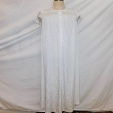 Vintage Christian Dior Womens White Lace Nightgown Lingerie Cap Sleeve