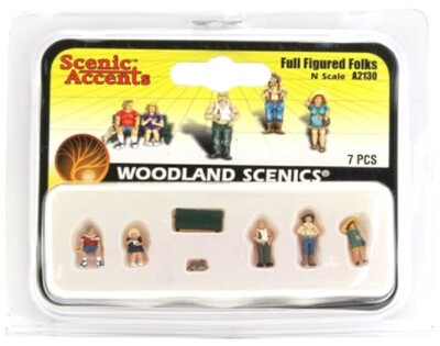 N Scale Woodland Scenics A2130 Full Figured Folks Figures (6) pcs