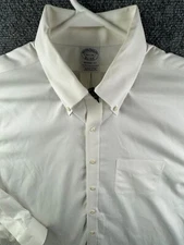 Brooks Brothers Button Up 16.5 34 White Cotton Stretch Spandex Regent Fit Adult
