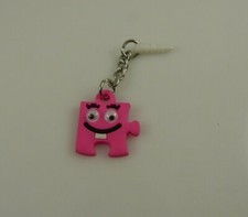 Autism puzzle piece pink face cell phone charm ear cap dust plug