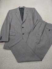 Jos A Bank Suit Mens 42R 34x29 Gray Plaid Wool 2 Piece Set Signature Collection