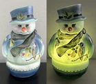 Fenton Jadeite Glass Fairy Light Lamp Partridge ‘n Pears Snowman Ltd Ed #15/40
