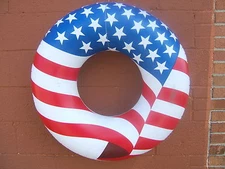 USA FLAG 36" INFLATABLE TUBE RING Swimming Pool Float Swimline #90196 NEW