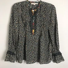 LOFT Petites Popover Blouse Top Shirt-Bell Sleeves-Multi Color-Size SP-NWT